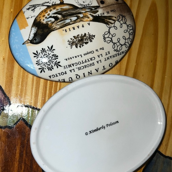 Kimberly Poloson Ceramic Bird Theme Trinket Box/Dish & Lid - Picture 12 of 12